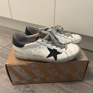 Golden Goose White and Black Sneakers